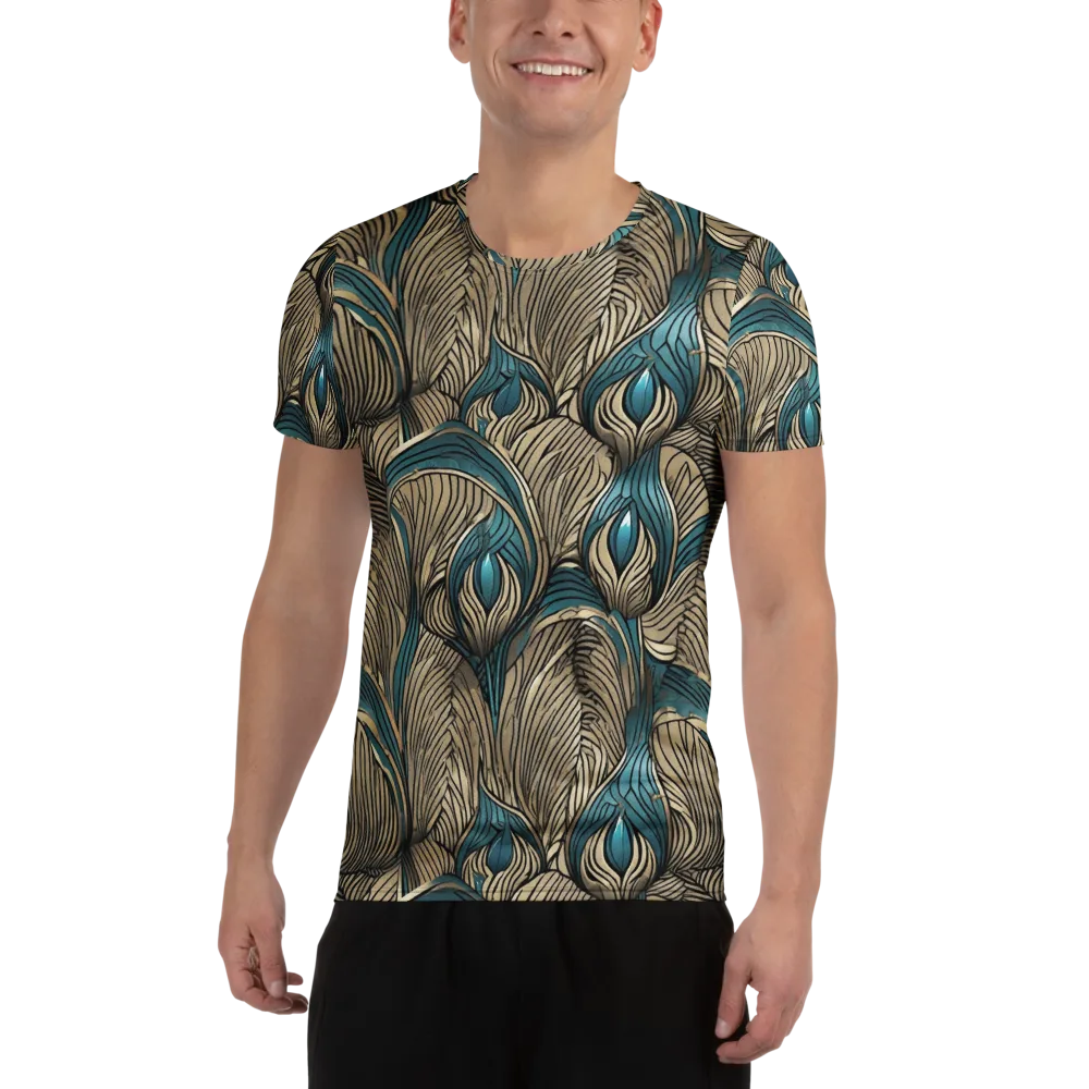 Turquoise Filigree on Men's Athletic T-Shirt — Front