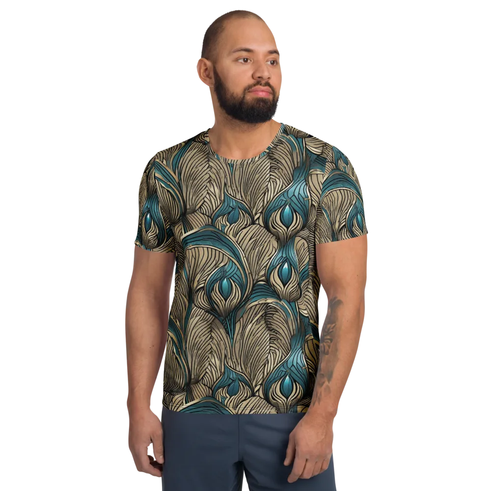 Turquoise Filigree on Men's Athletic T-Shirt — Front