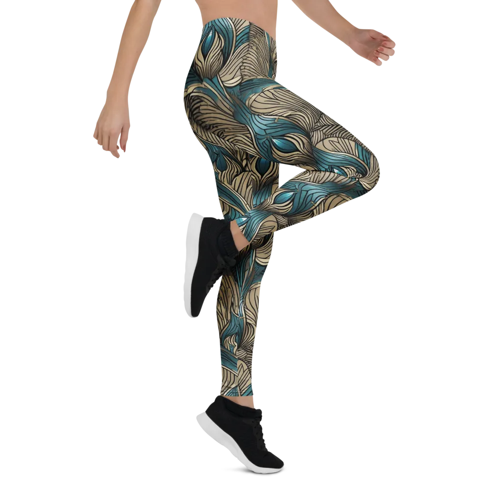 Turquoise Filigree on Leggings — Right