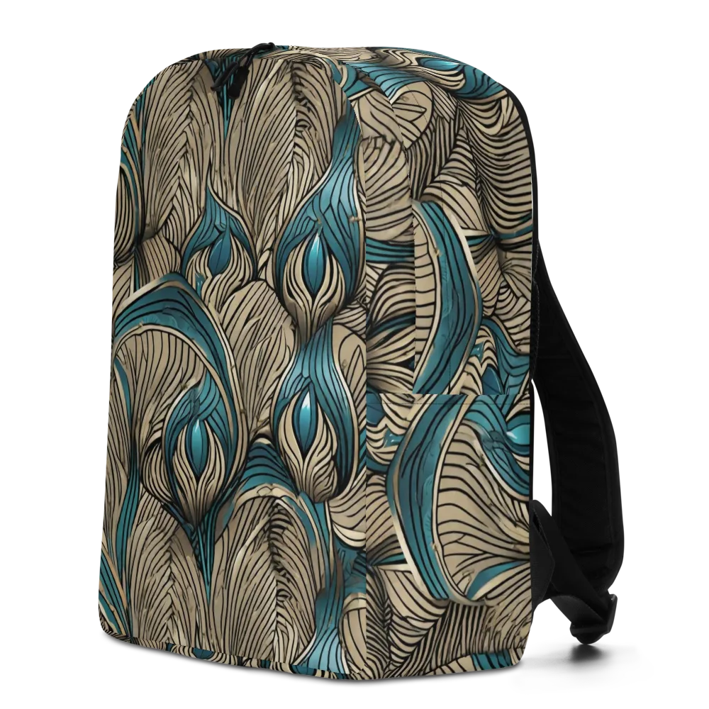 Turquoise Filigree on Minimalist Backpack — Left