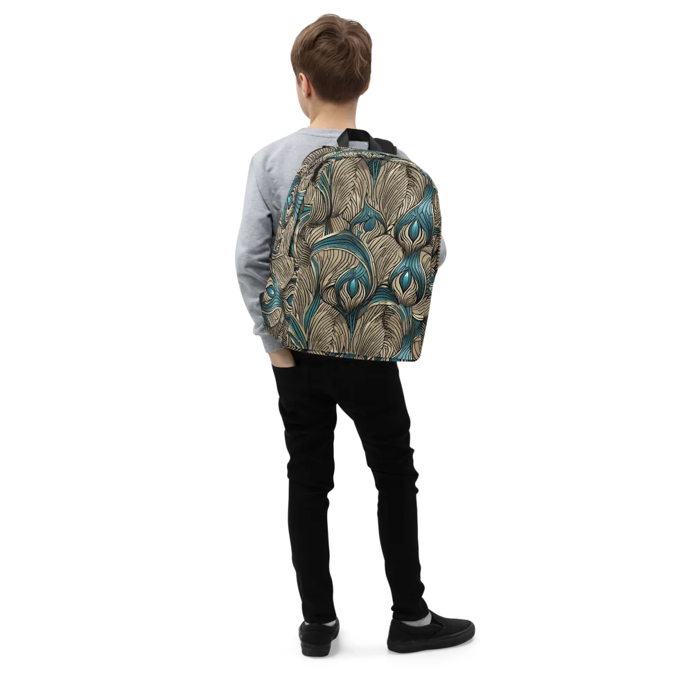Turquoise Filigree on Minimalist Backpack — Right Front
