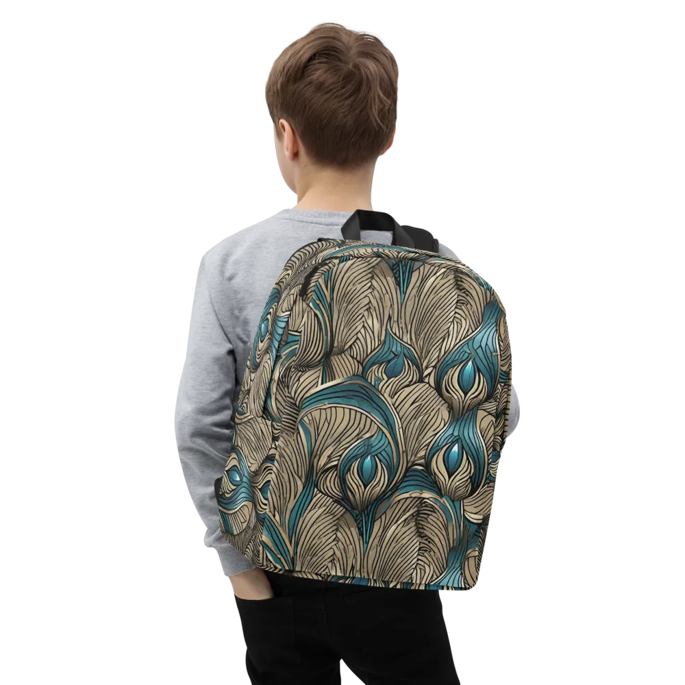 Turquoise Filigree on Minimalist Backpack — Zoomed-in