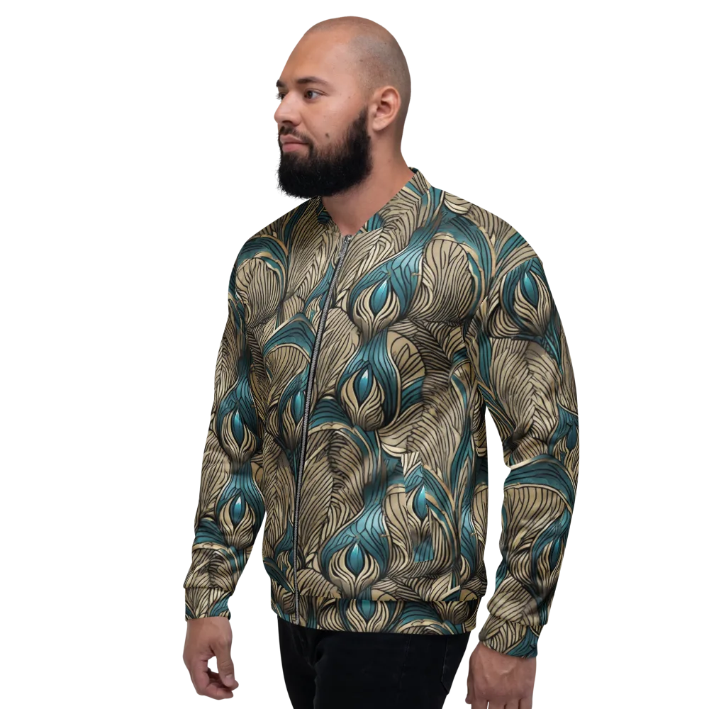 Turquoise Filigree on Bomber Jacket — Left