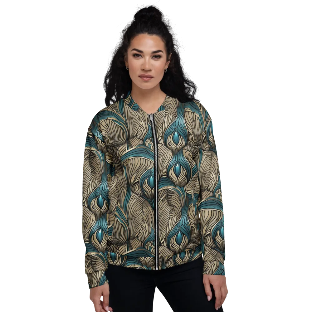Turquoise Filigree on Bomber Jacket — Front
