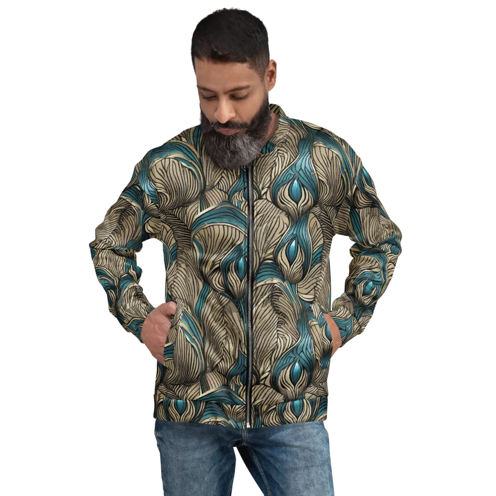 Turquoise Filigree on Bomber Jacket — Front