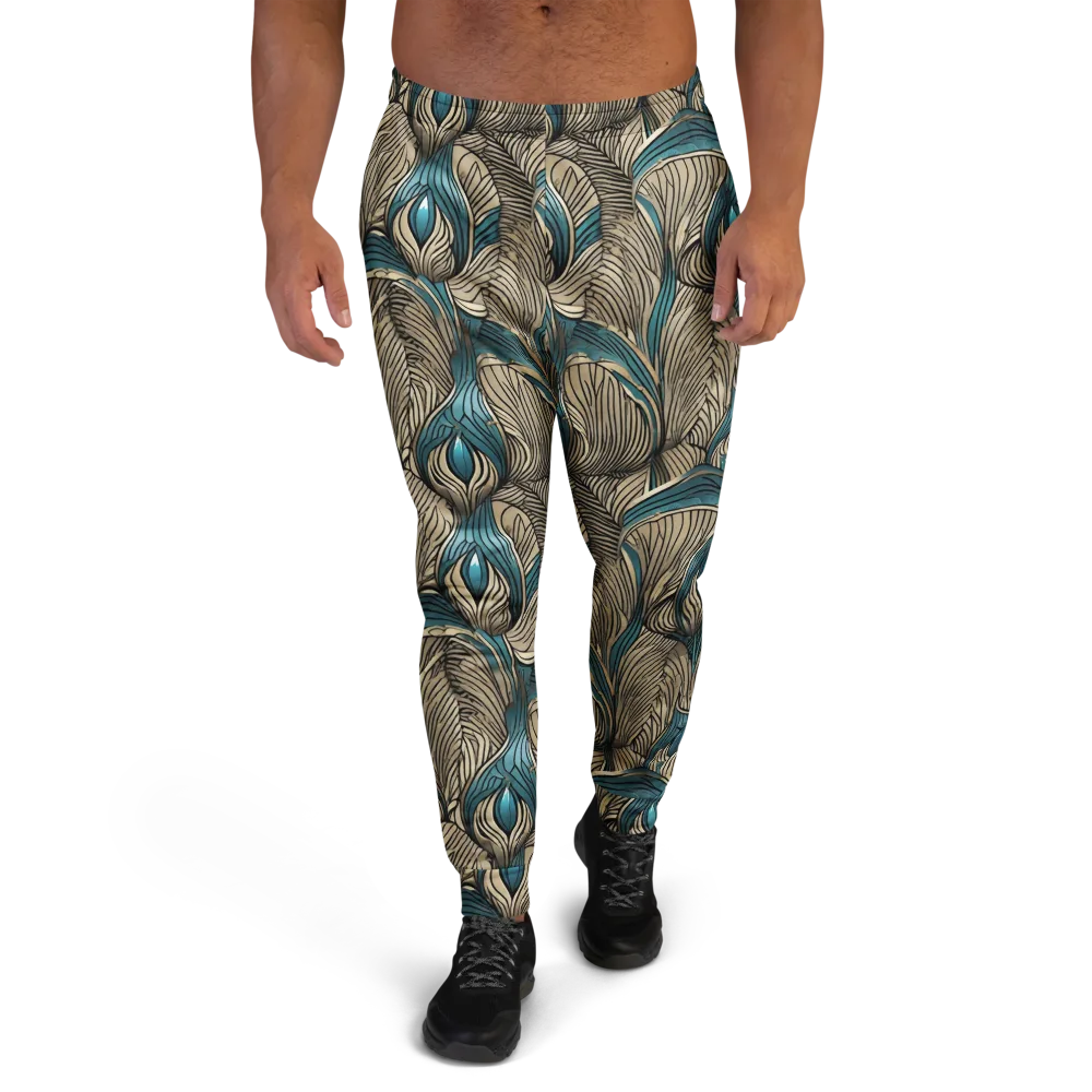 Turquoise Filigree on Men's Joggers — Front