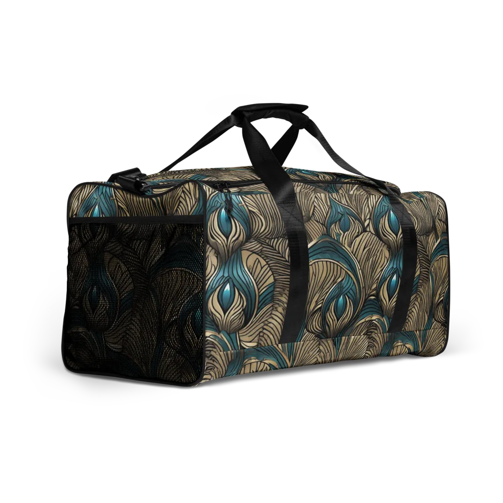 Turquoise Filigree on Duffle Bag — Right Front