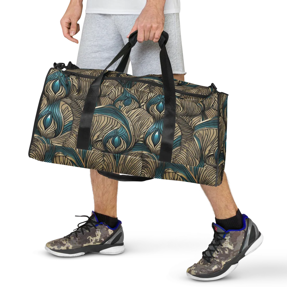 Turquoise Filigree on Duffle Bag — Front