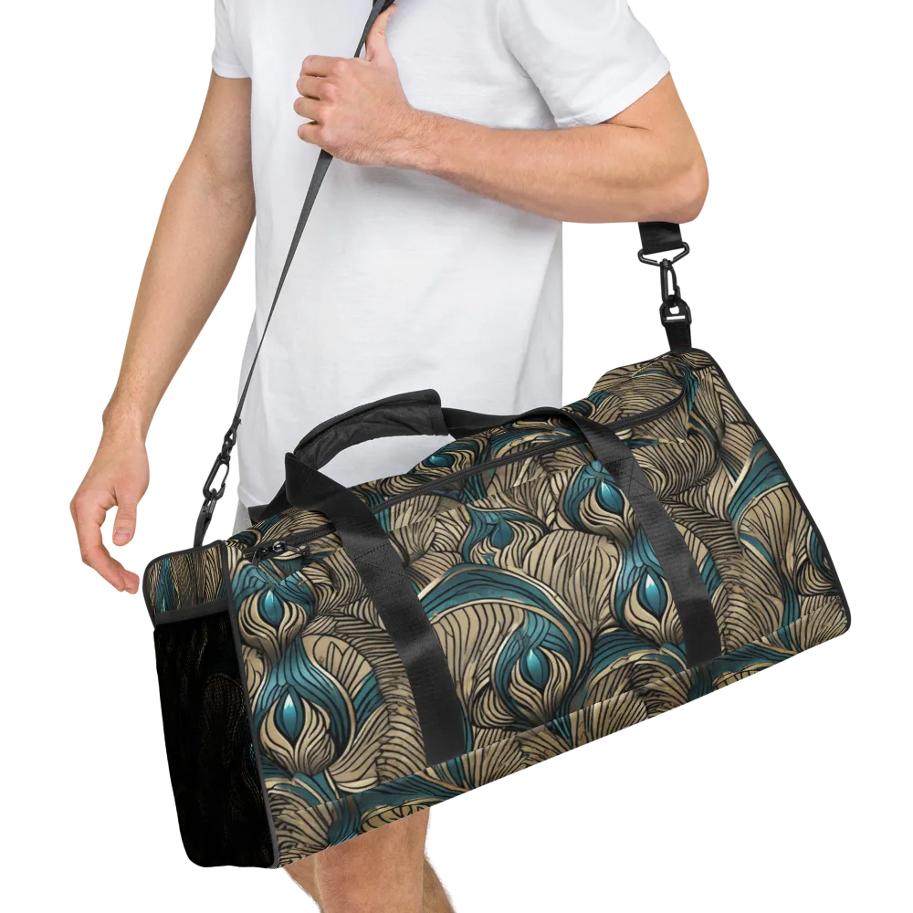Turquoise Filigree on Duffle Bag — Right Front