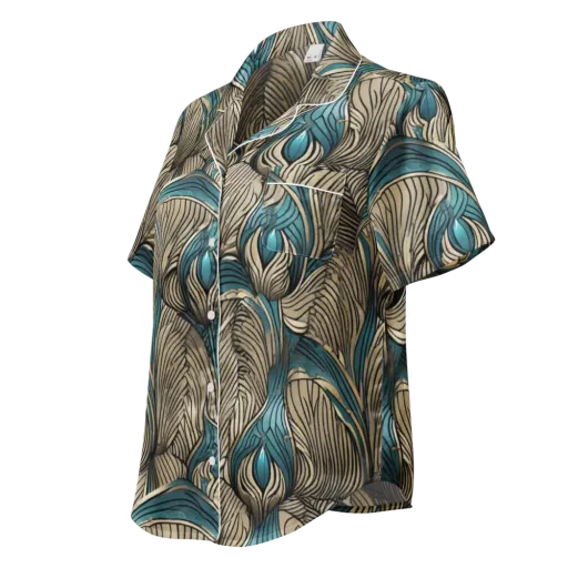 Turquoise Filigree on a Women's Short Sleeve Pajama Top