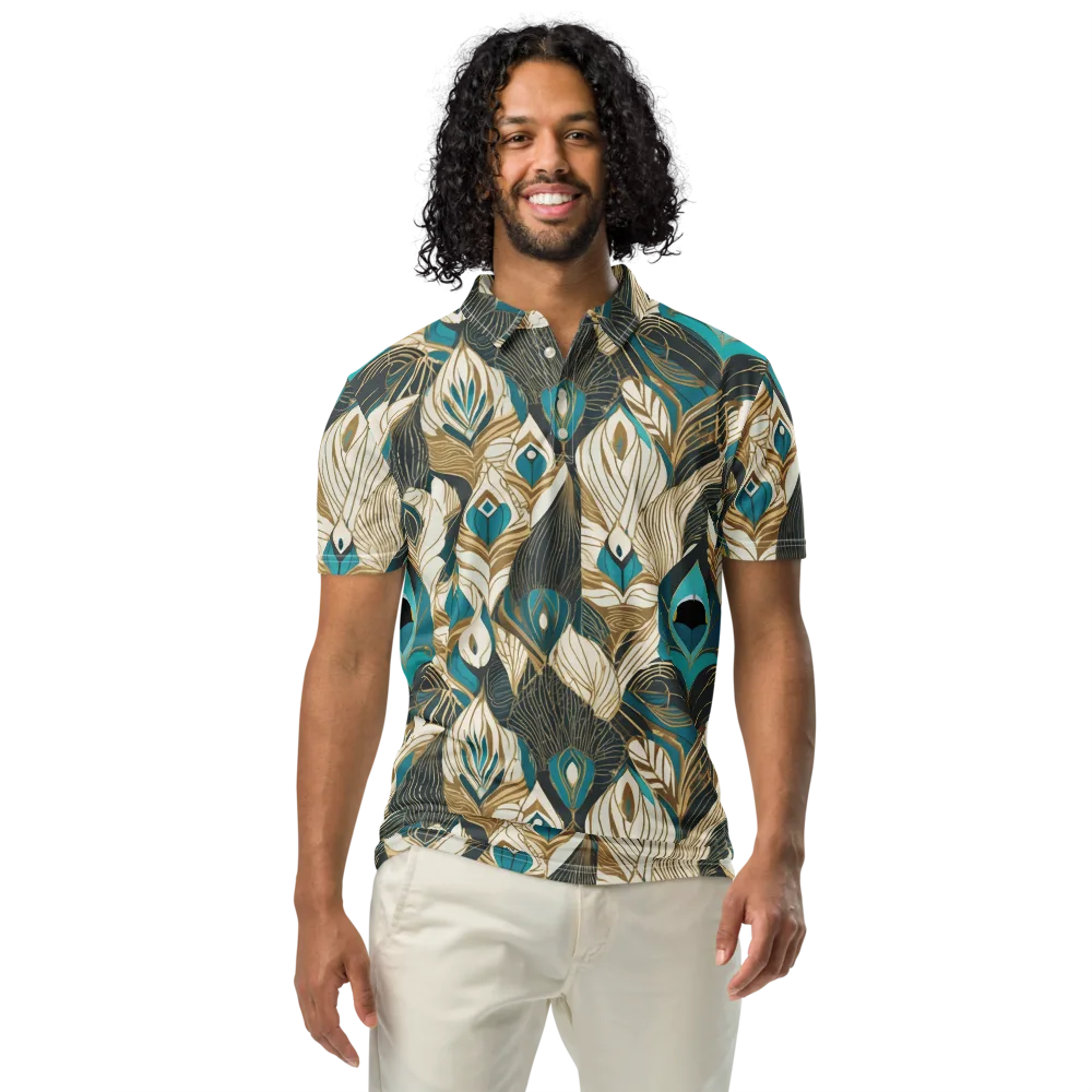 Turquoise Talisman on Men's Slim Fit Polo Shirt — Front