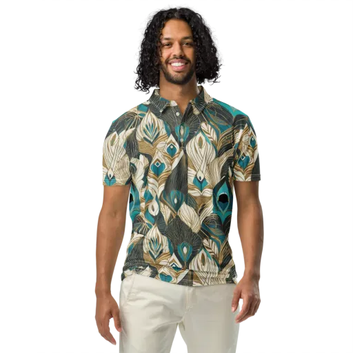 Turquoise Talisman on a Men's Slim Fit Polo Shirt