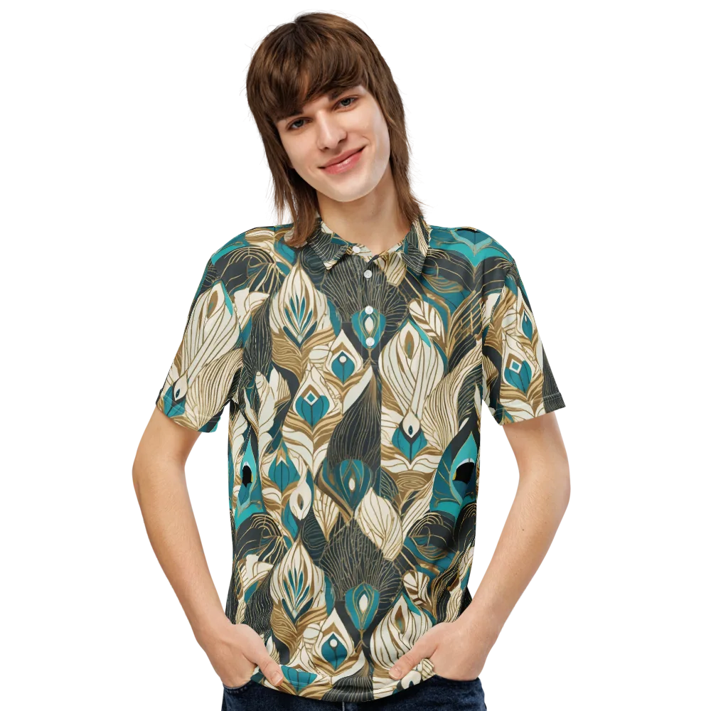 Turquoise Talisman on Men's Slim Fit Polo Shirt — Front