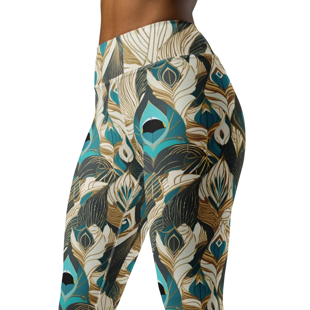Turquoise Talisman on Yoga Leggings — Left Front