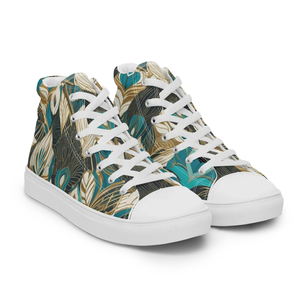 Turquoise Talisman on Men's High Top Canvas Shoes — Right Front