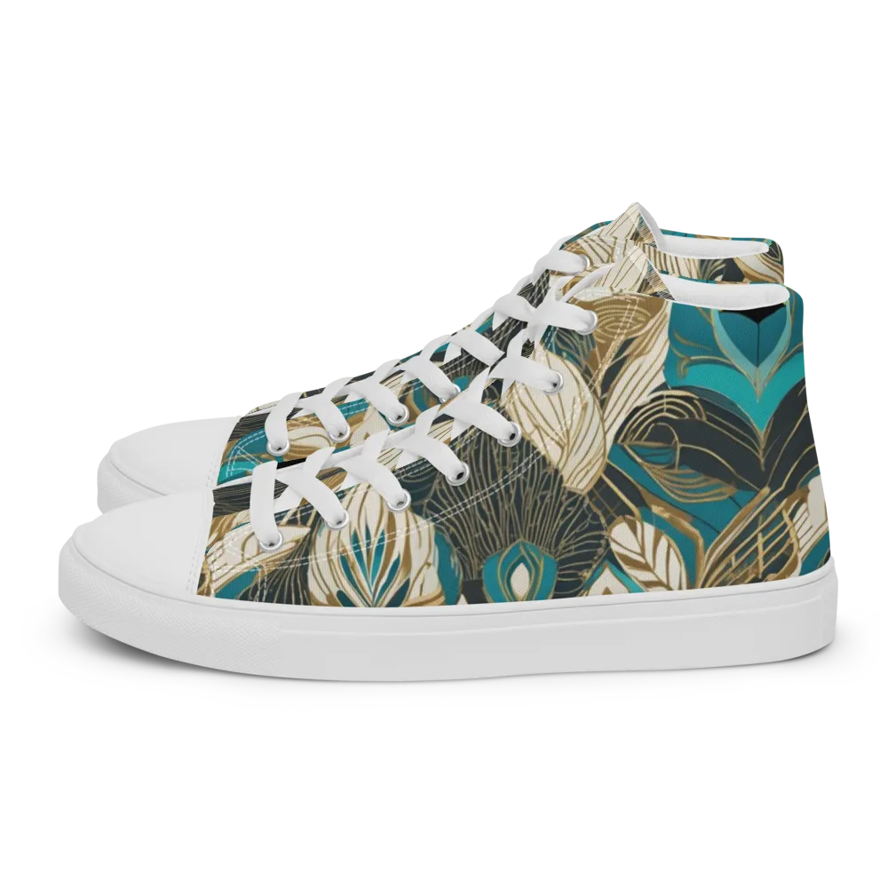 Turquoise Talisman on Men's High Top Canvas Shoes — Left
