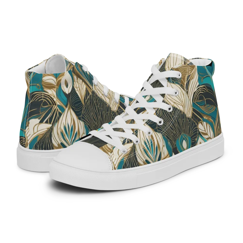 Turquoise Talisman on Men's High Top Canvas Shoes — Left