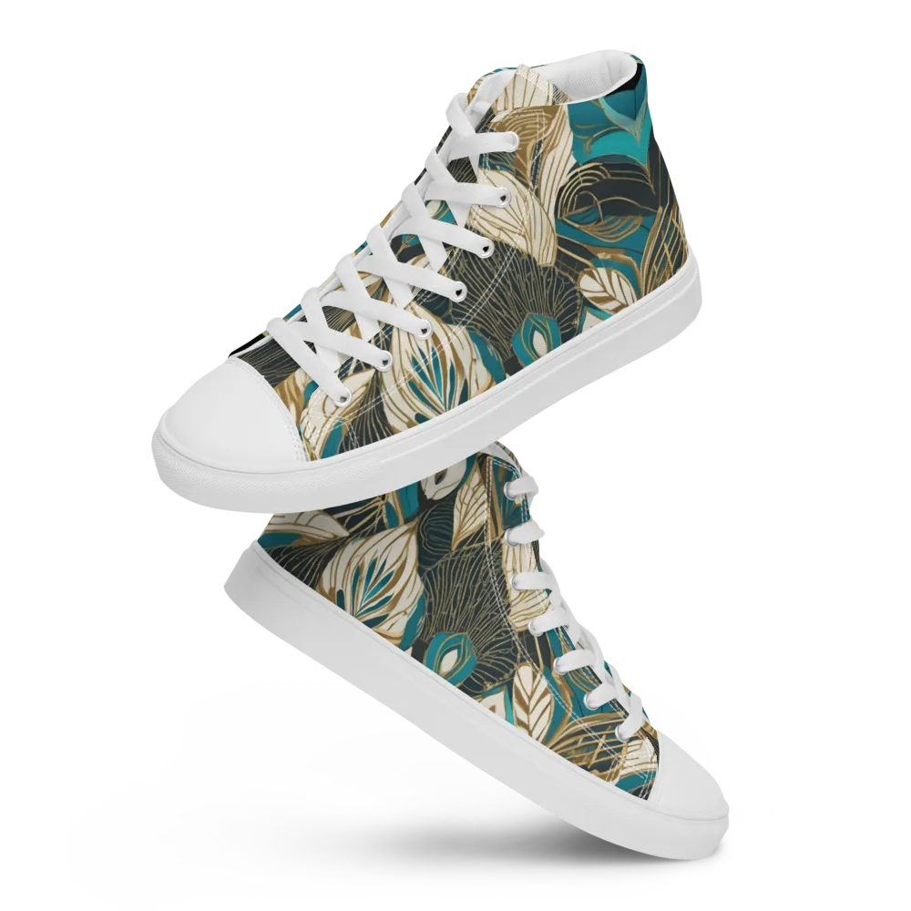 Turquoise Talisman on Men's High Top Canvas Shoes — Front