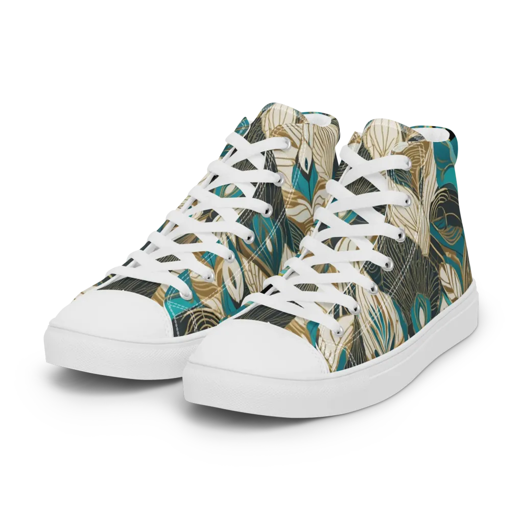 Turquoise Talisman on Women's High Top Canvas Shoes — Left Front