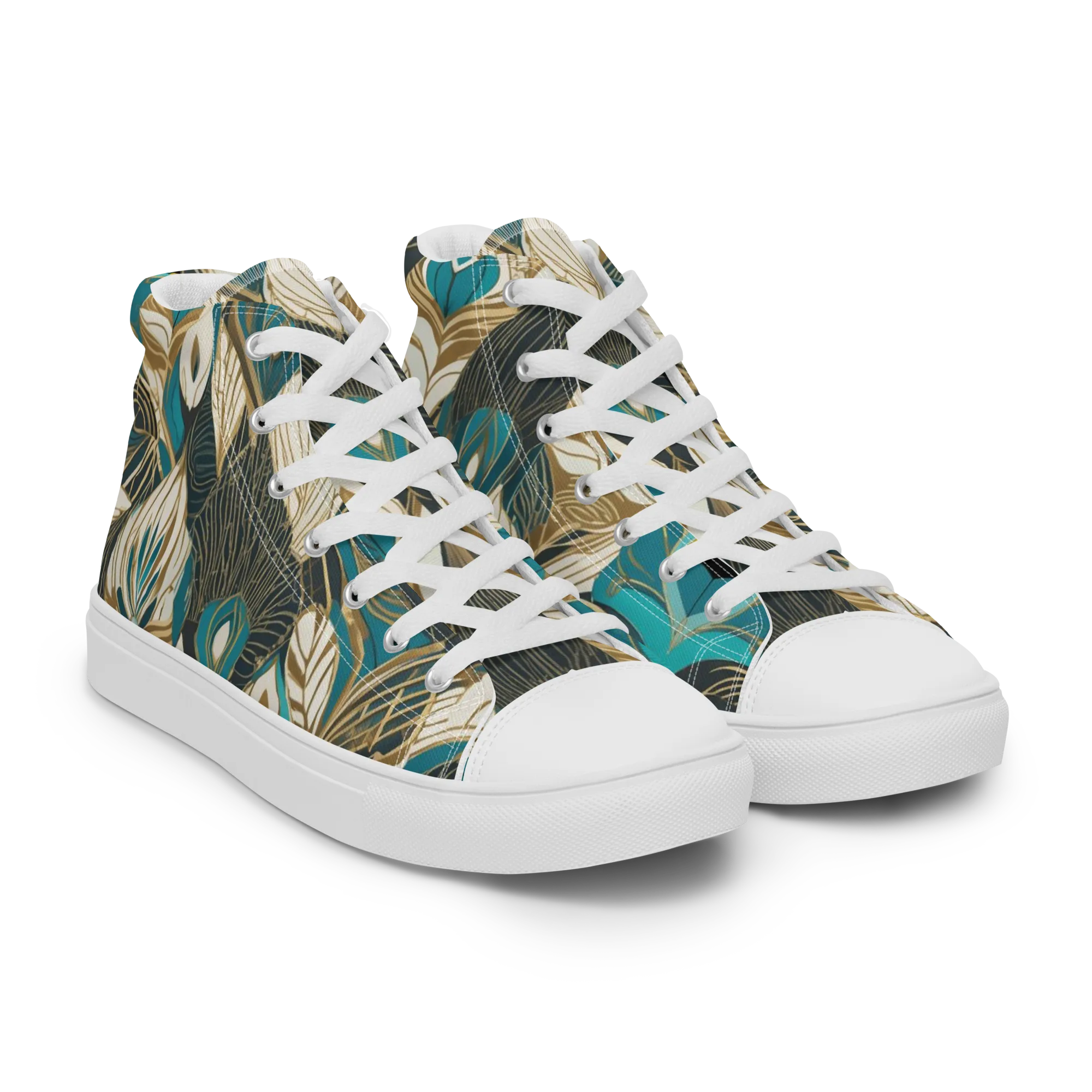 Turquoise Talisman on Women's High Top Canvas Shoes — Right Front