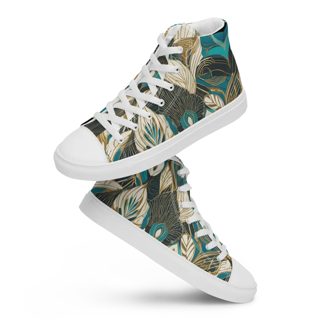 Turquoise Talisman on Women's High Top Canvas Shoes — Front