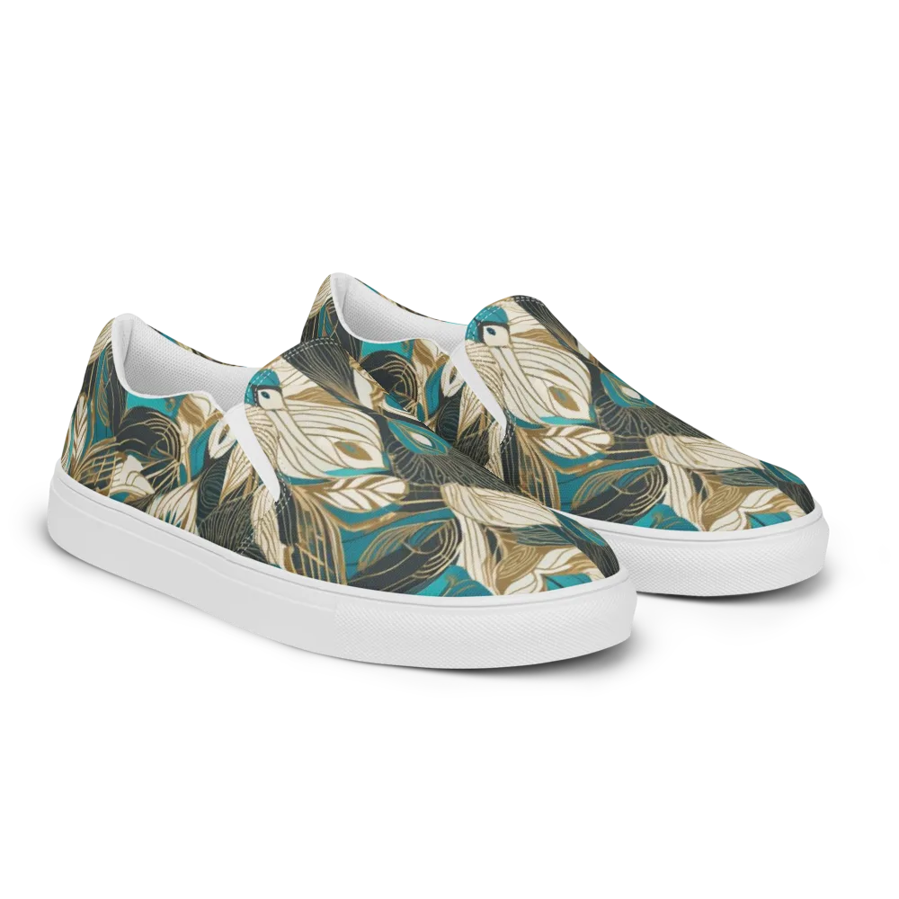 Turquoise Talisman on Men's Slip-On Canvas Shoes — Right Front