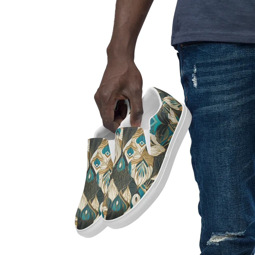 Turquoise Talisman on Men's Slip-On Canvas Shoes — Left Front