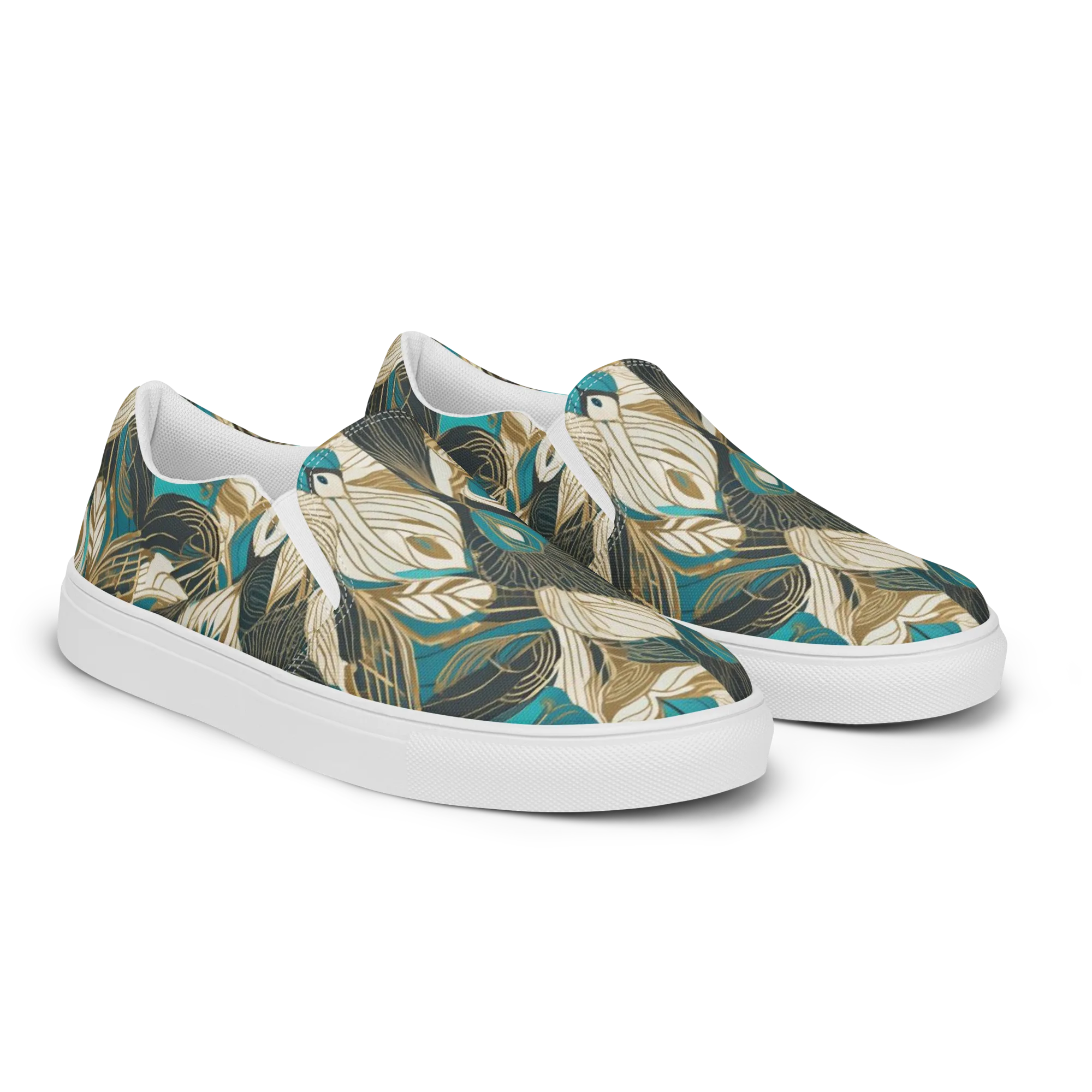 Turquoise Talisman on Women's Slip-On Canvas Shoes — Right Front