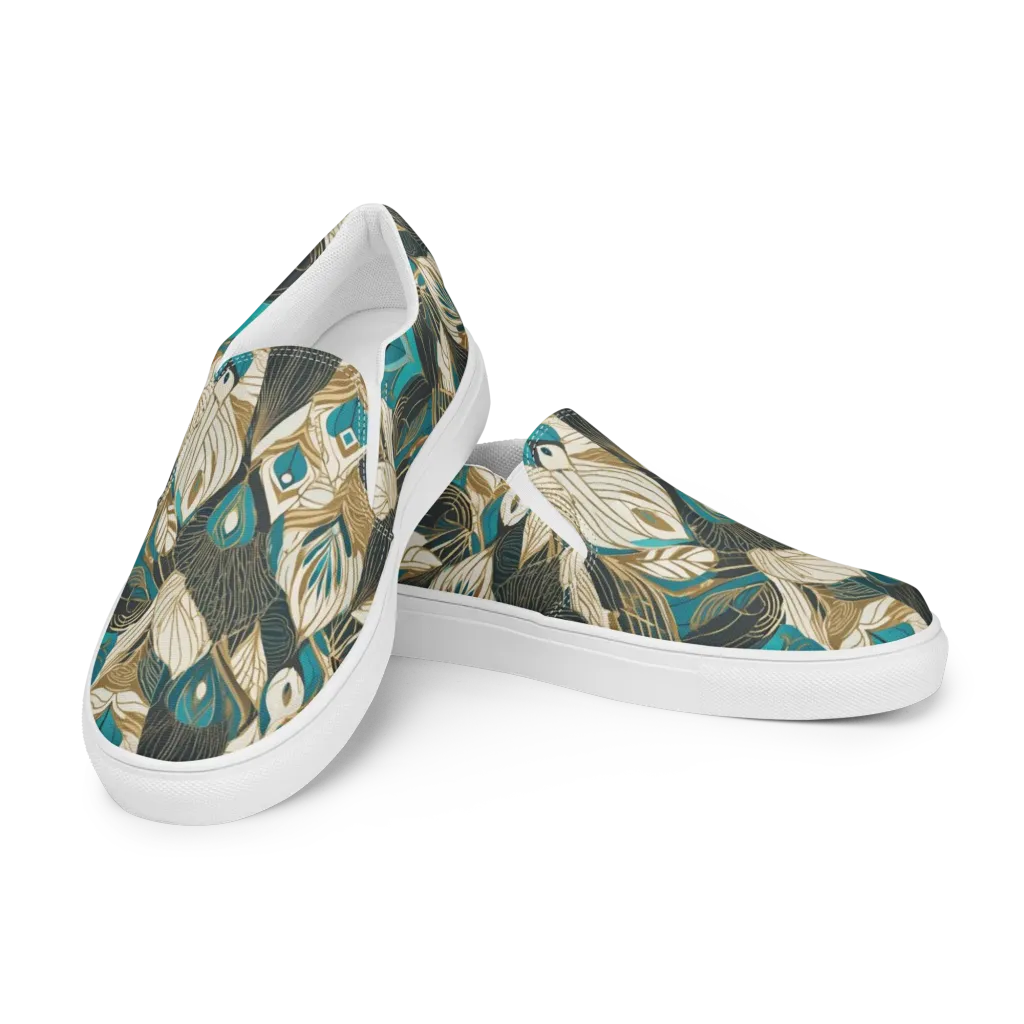Turquoise Talisman on Women's Slip-On Canvas Shoes — Left Front