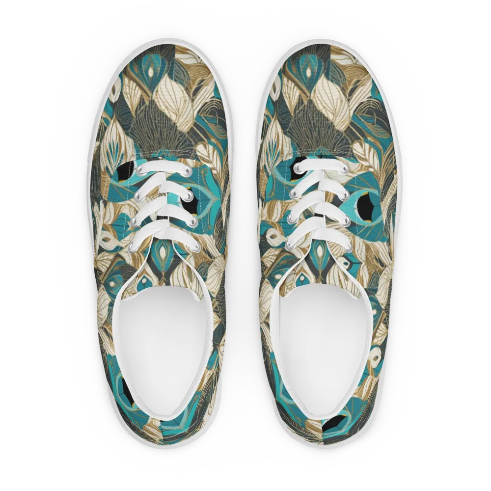 Turquoise Talisman on Men's Lace-Up Canvas Shoes — Front