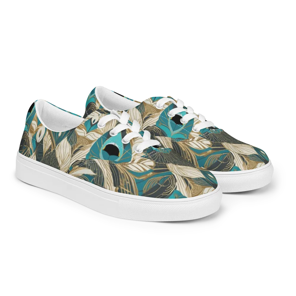 Turquoise Talisman on Men's Lace-Up Canvas Shoes — Right Front