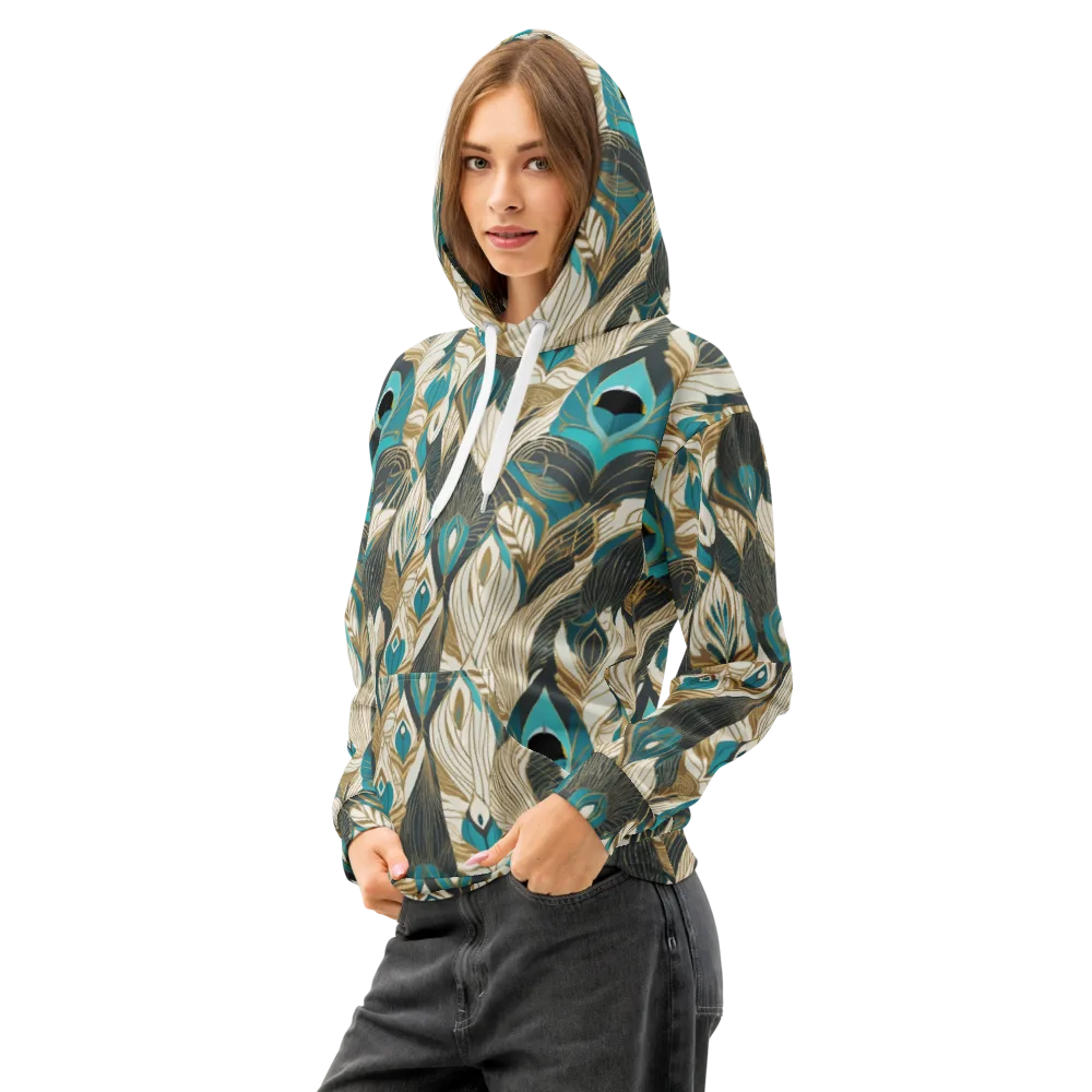 Turquoise Talisman on Cotton Hoodie — Left Front