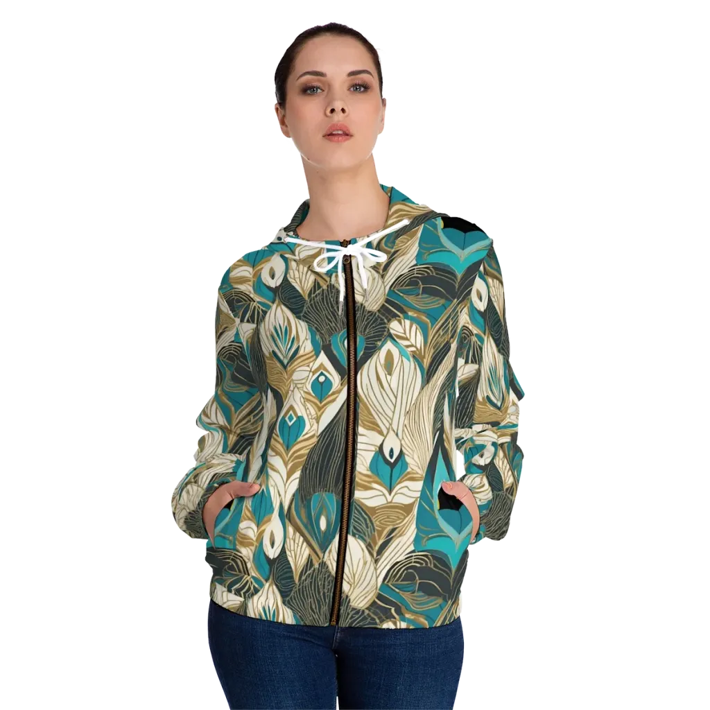 Turquoise Talisman on Women's Full-Zip Hoodie — Front On Person
