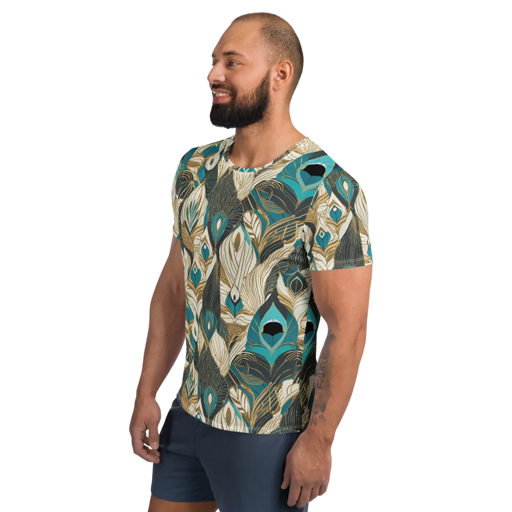 Turquoise Talisman on Men's Athletic T-Shirt — Left