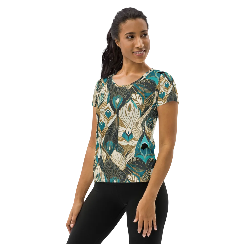 Turquoise Talisman on Women's Athletic T-Shirt — Left