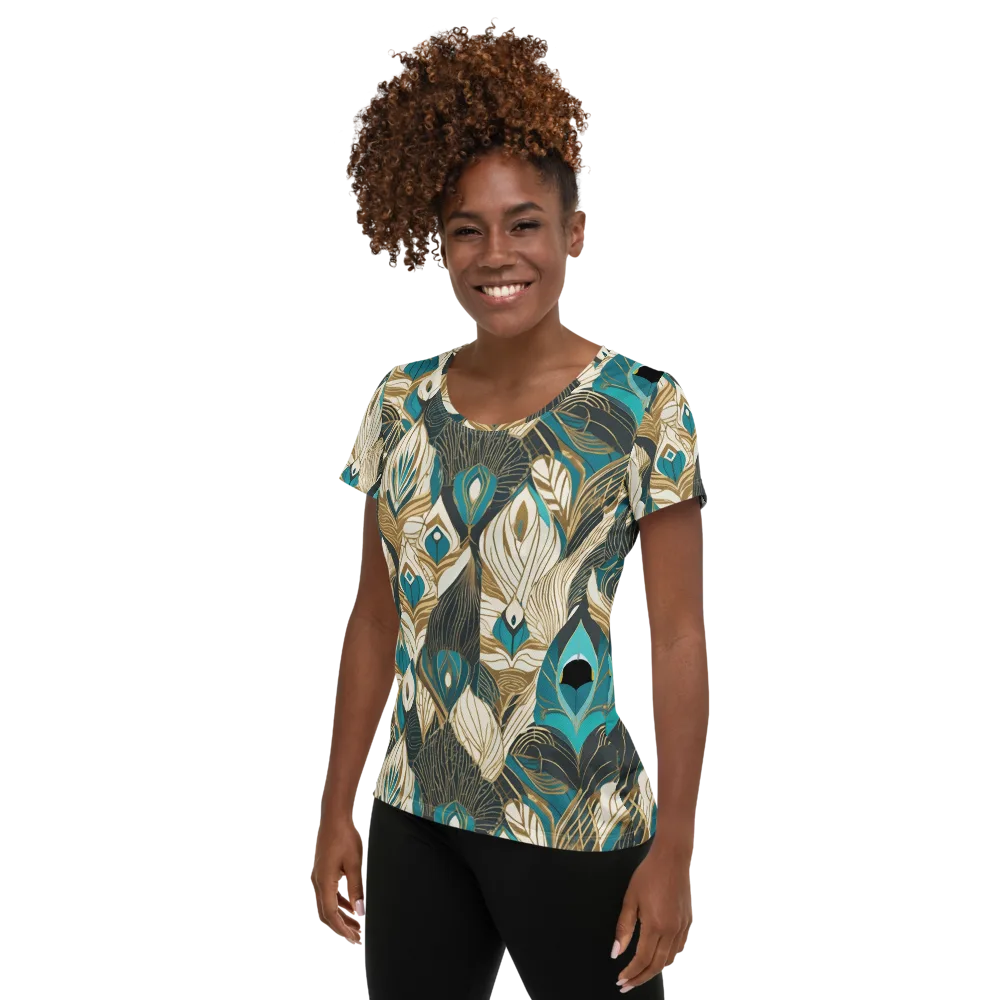 Turquoise Talisman on Women's Athletic T-Shirt — Left