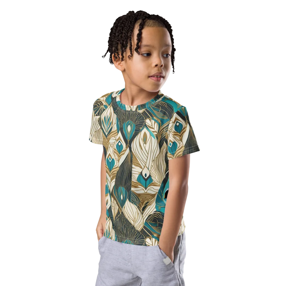 Turquoise Talisman on Kids Crew Neck T-Shirt — Left Front