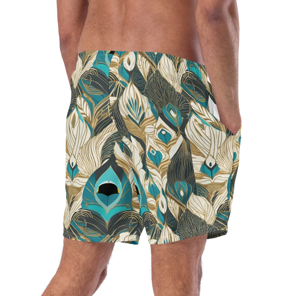 Turquoise Talisman on Swim Trunks — Right Back
