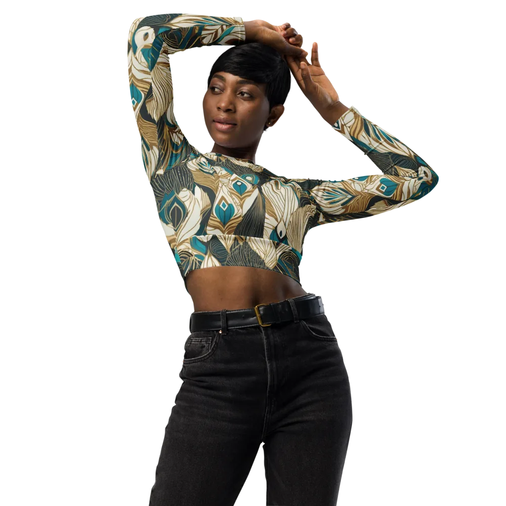 Turquoise Talisman on Long Sleeve Crop Top — Front