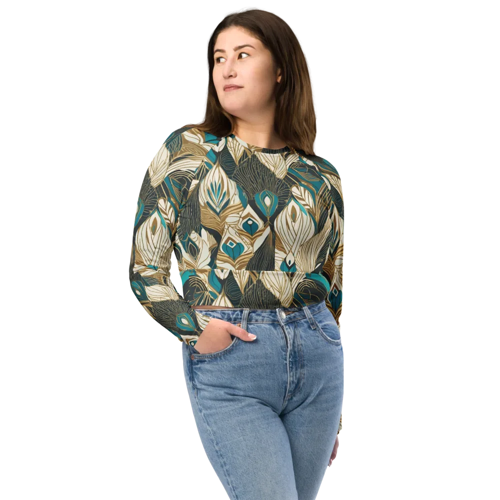 Turquoise Talisman on Long Sleeve Crop Top — Front