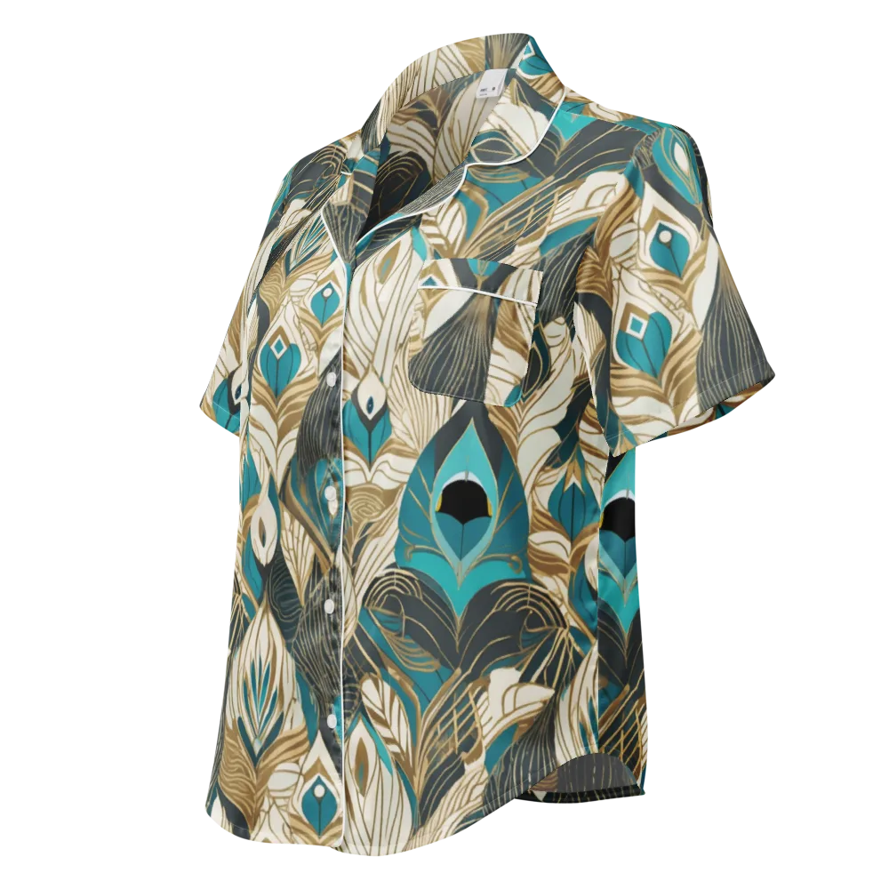 Turquoise Talisman on Women's Short Sleeve Pajama Top — Left Front