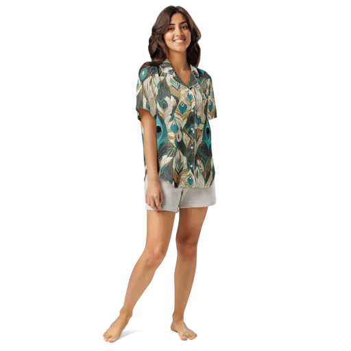 Turquoise Talisman on a Women's Short Sleeve Pajama Top