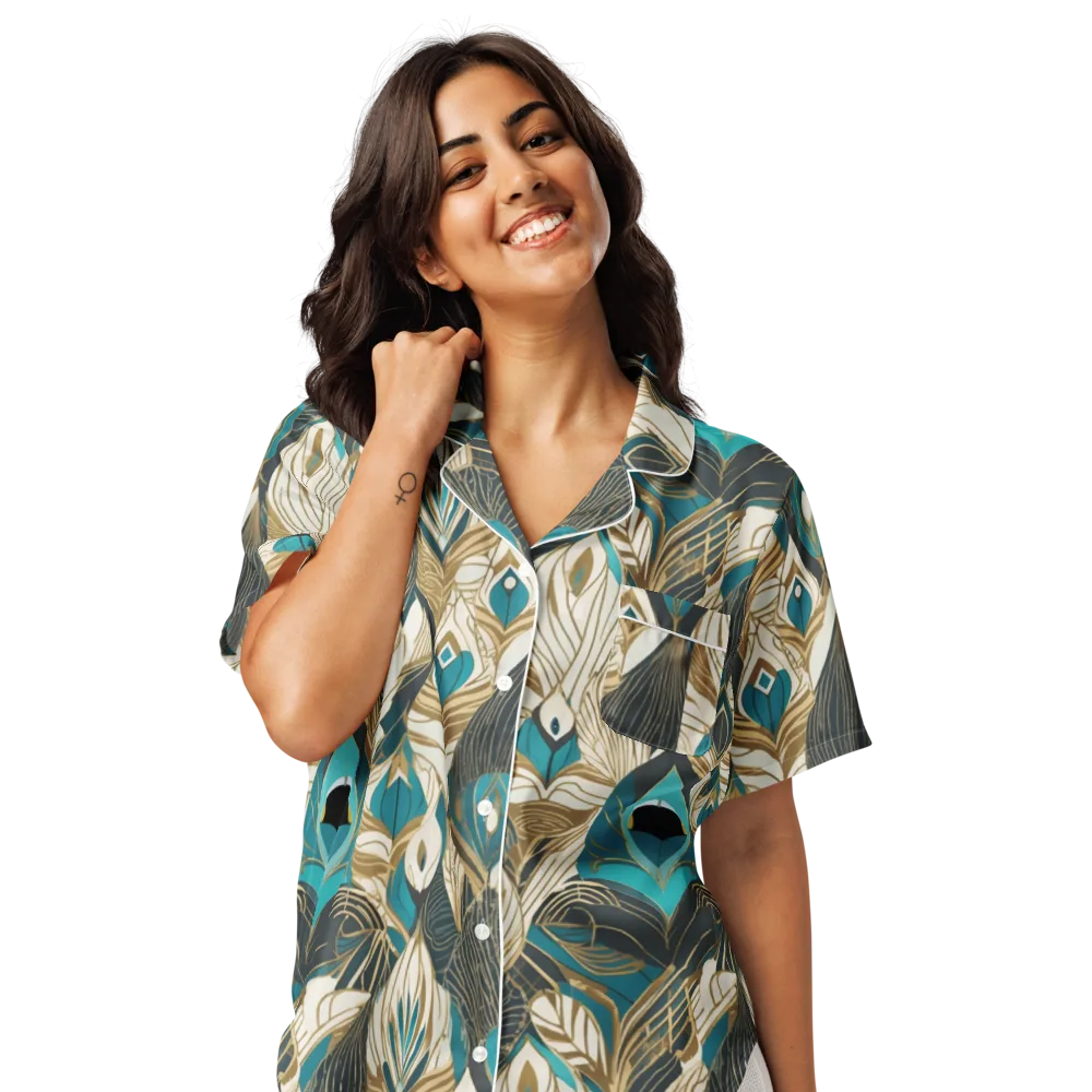 Turquoise Talisman on Women's Short Sleeve Pajama Top — Front