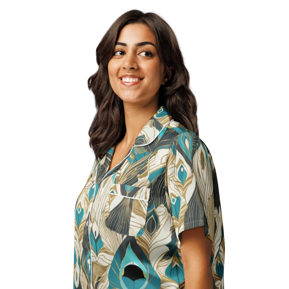Turquoise Talisman on Women's Short Sleeve Pajama Top — Left Front