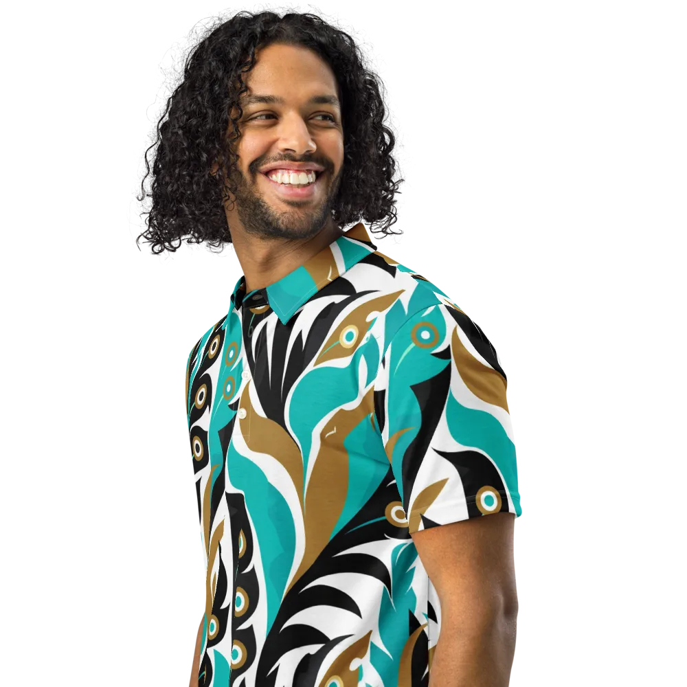 Golden Eyelet on Men's Slim Fit Polo Shirt — Left Front