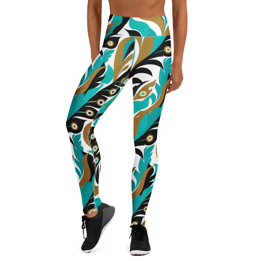 Golden Eyelet on Yoga Leggings — Front