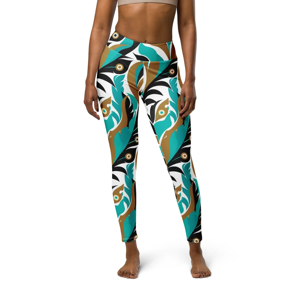 Golden Eyelet on Yoga Leggings — Front