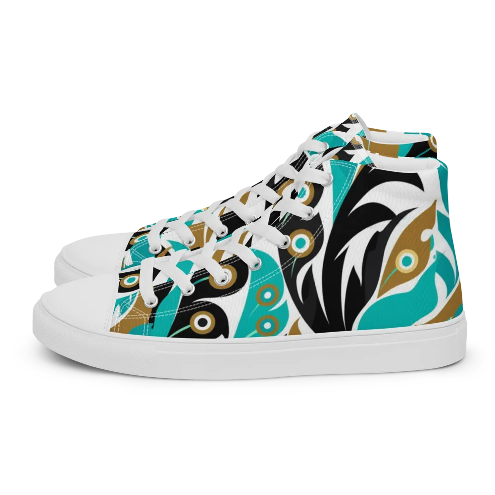 Golden Eyelet on Men's High Top Canvas Shoes — Left