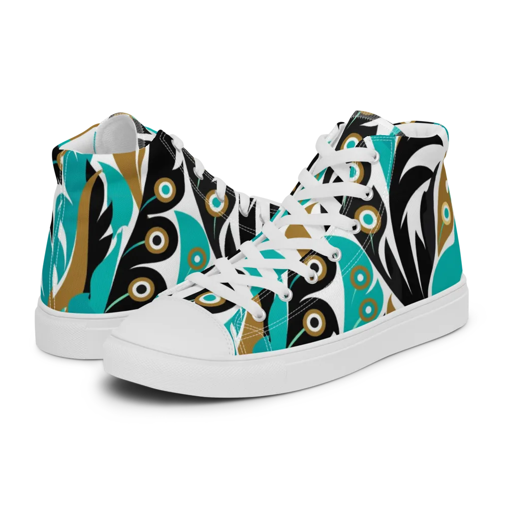 Golden Eyelet on Men's High Top Canvas Shoes — Left