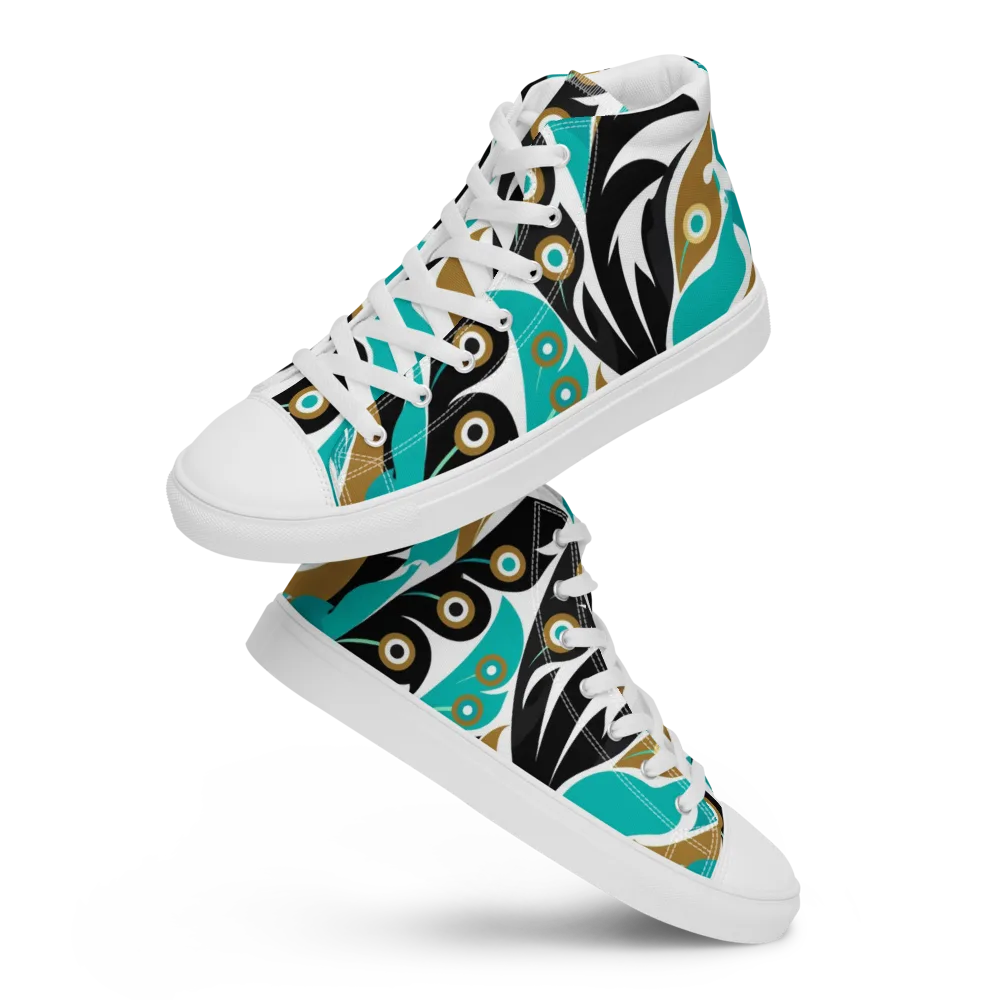 Golden Eyelet on Men's High Top Canvas Shoes — Front